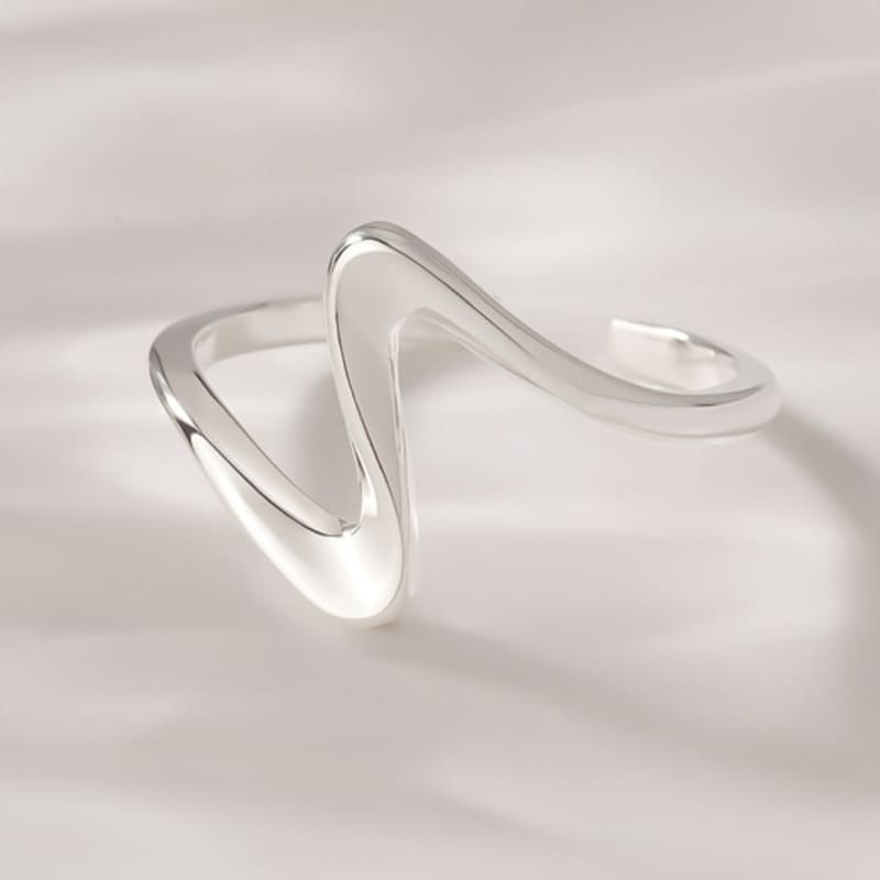 JEWNEL Silver925 Rafi Bold Wave Open Ring Silver Ring