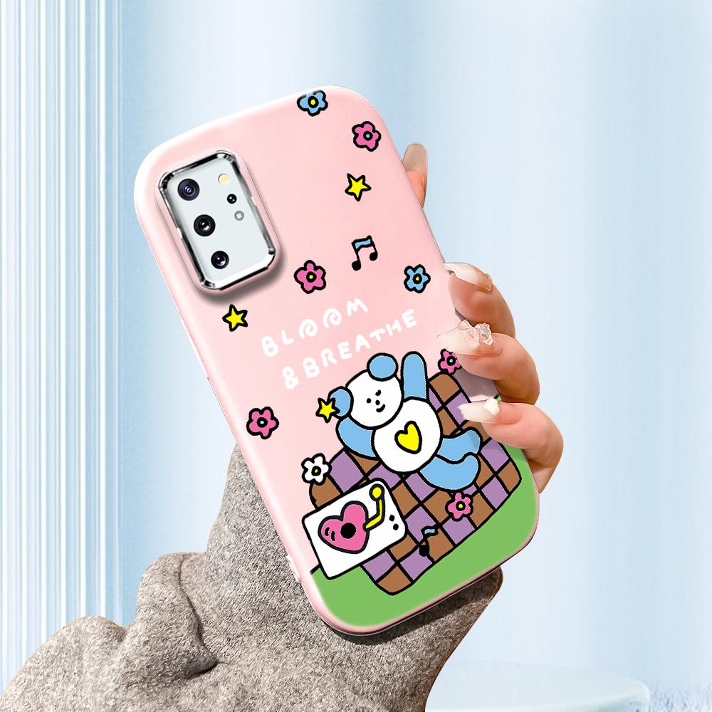 

Сплошной цвет с серебряным краем линзы, жирный корпус, Мягкий ТПУ, жидкий силиконовый чехол, противоударный чехол для телефона для Xiaomi Redmi Samsung Samsung A52 5G розовый