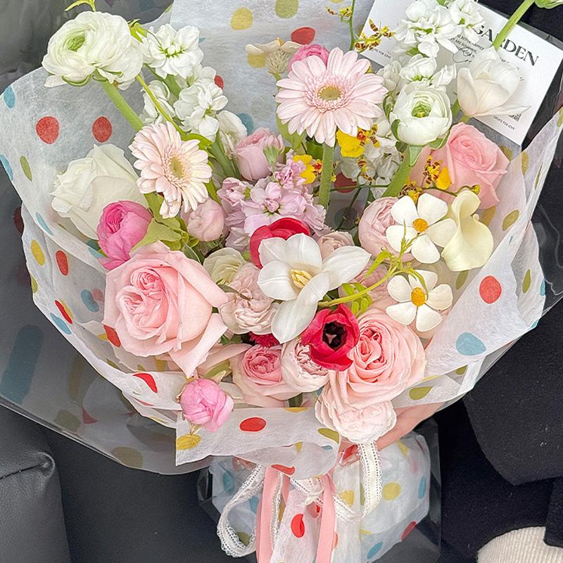 5Yarduri/rol Hârtie Artă Buchet de Flori Hârtie de Ambalaj Bumbac Lapte Hârtie de Căptușeală Interioară Hârtie de Bumbac Nețesută Imprimată