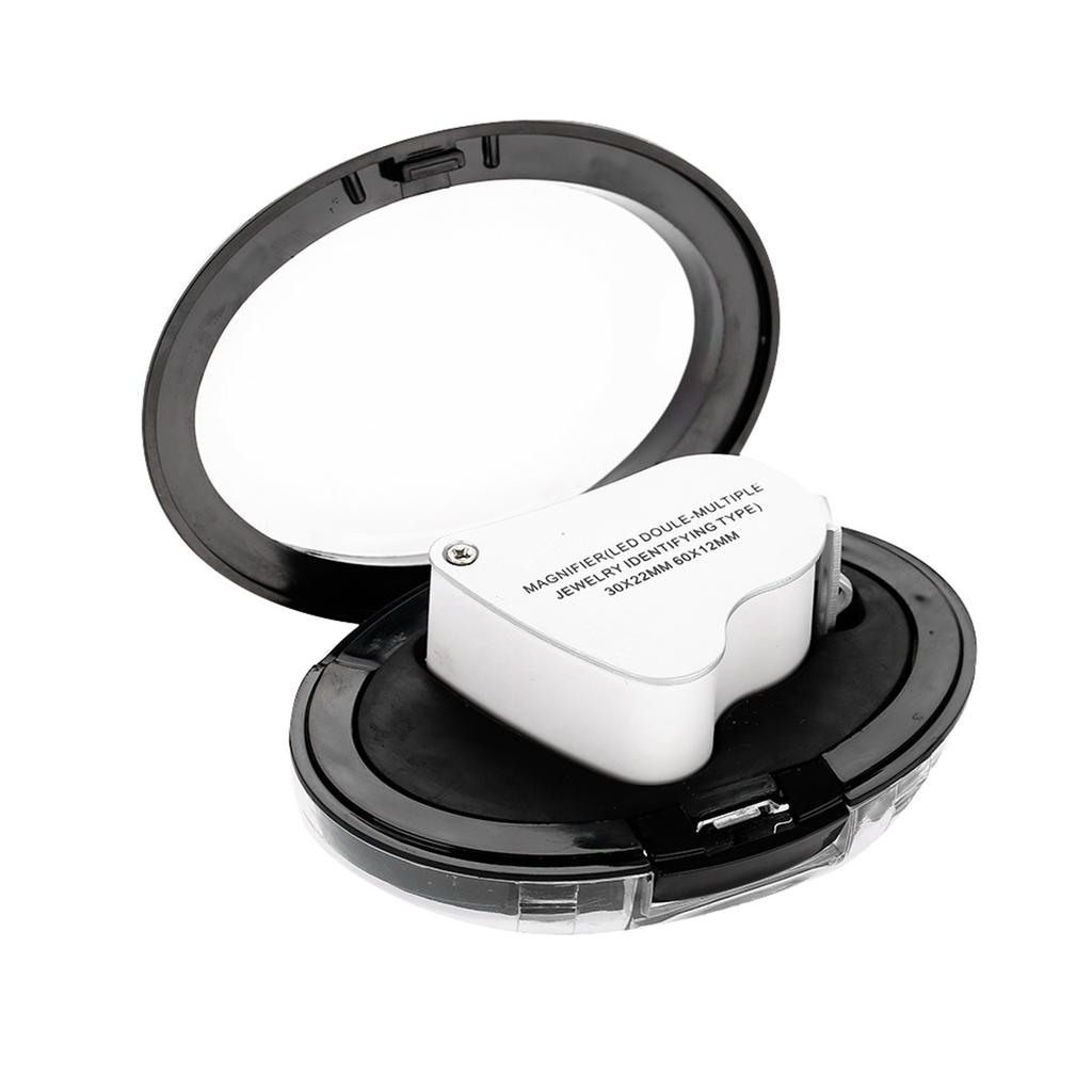 Jewelry Magnifying Glass, Handheld Magnifying Glass with 2 LED Lights for Stamps Inspection, Portable, Lightweight and , 30X 60X