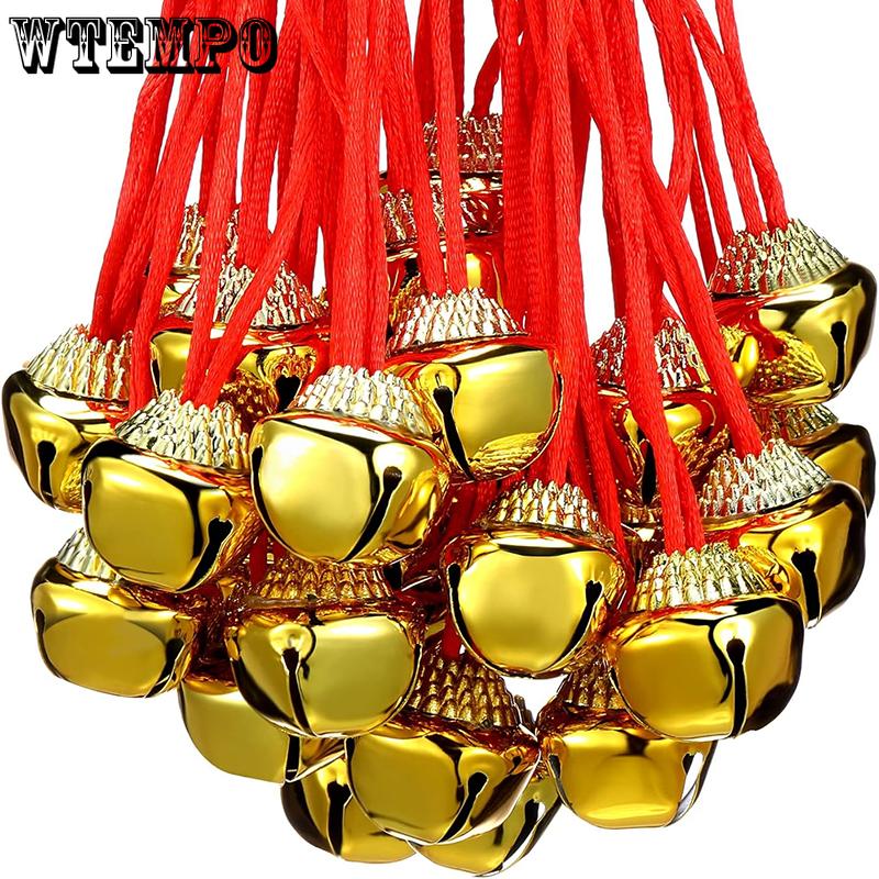 WTEMPO Christmas Bells with Ropes Large Bells for Making Handcrafts Holiday Party Supplies Christmas Tree Hanging Pendent Bells Festive Decorations