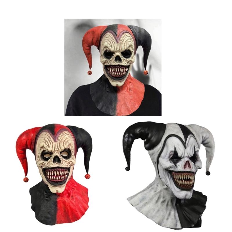 Eye Catching Full Head Clown Mask for Adults Halloween Cosplay Adjustable Eye Holes Latex Party Costume Prop