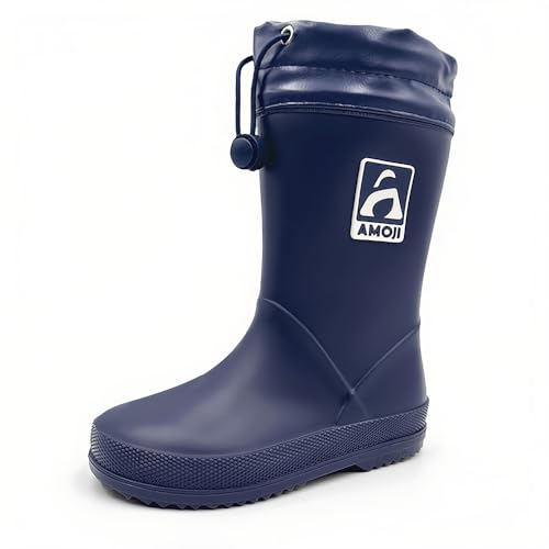 Amozi Kids  Rain Boots, Hooded Rain Shoes for Boys and Girls, Waterproof Rain Boots for Toddlers, Babies, Girls, Boys, Toddlers, and Juniors, Reflecti