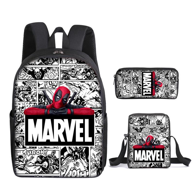 Deadpool 3pcs Student School Bag Backpack Lunch Bags Pencil Case Gifts Kids