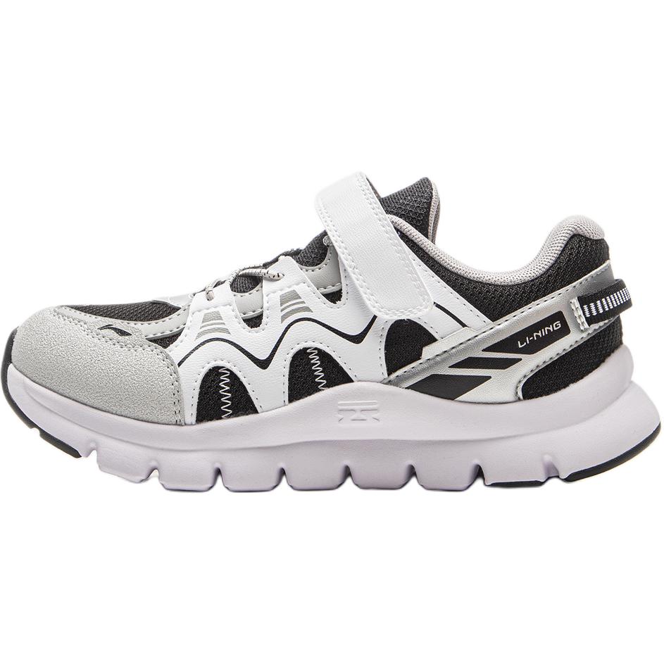 Li Ning Kids Comfortable Fashion Shock Absorption Rebound Low Top Casual Shoes Kids Casual Shoes Black Standard-White YKNV069-1