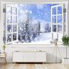 Christmas Forest Tapestry Snowy Trees Wooded Scenery Frosty Winter Park Winter Design, Wall Hanging for Bedroom Living Room Dorm