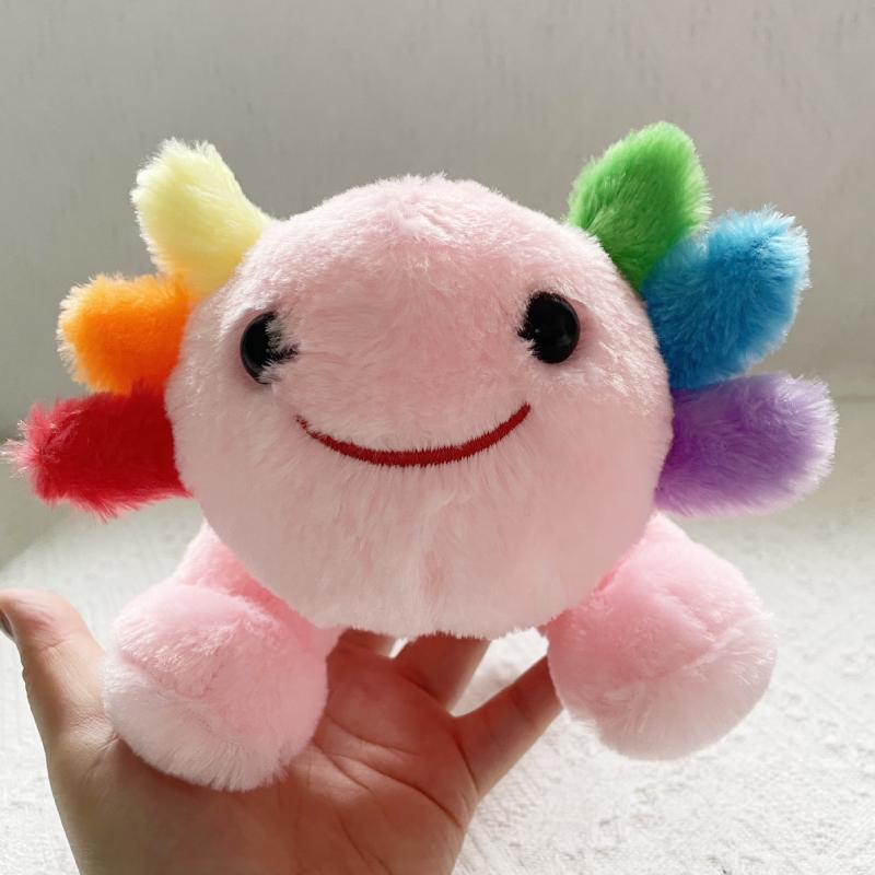 Rainbow Axolotl Plush Playthings Cute And Charming Stuffed Animal Axolotl Plushie Toy Emotional Support Axolotl Pink Gentle plus Adorable designed