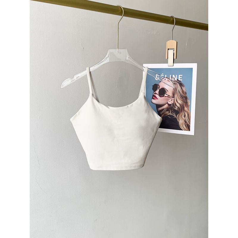Lu Same Sports Vest Female Outwear Semi-Fixed One-Piece Cup Bubble Wrap Push up Sports Bra Workout Yoga Vest