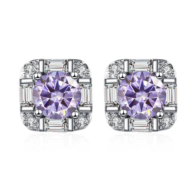 5mm S925 Silver Geometric Square Stud Earrings Mini Elegant Fashion Moissanite Earrings D VVS1 Delicate Jewelry