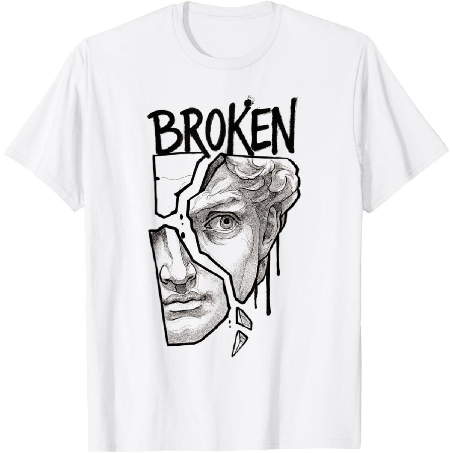 Сломанное лицо классической скульптуры Статуя Черно-белый Минималистичная футболка S