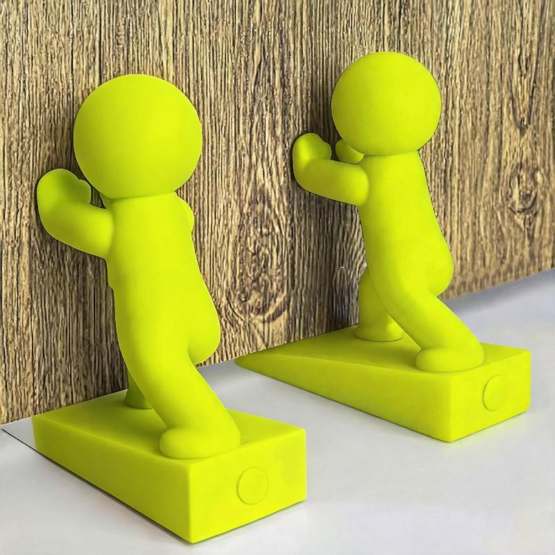 Cute Pushing Man Shaped Door Stopper Non Slip Base Durable Build Suitable For Home Office Bedroom Use