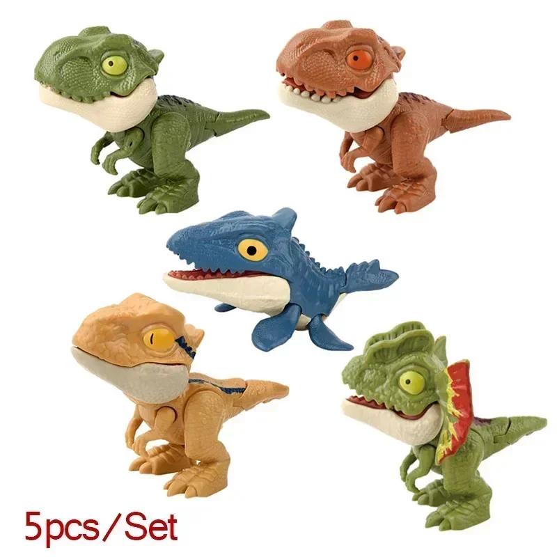 5/10pcs Finger Dinosaur Anime Action Figures Toy Funny Dino Eggs Interactive Biting Hand Creative Tricky Tyrannosaurus Model Toy