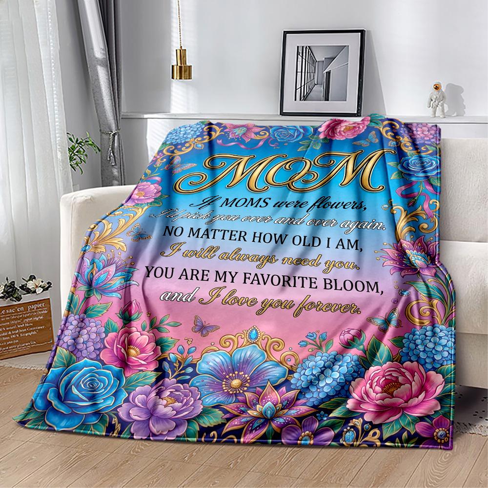 Floral Tribute Mom Blanket Durable Comfort Suitable for Chair Seaside Office Four Seasons Multipurpose Stylish Decor
