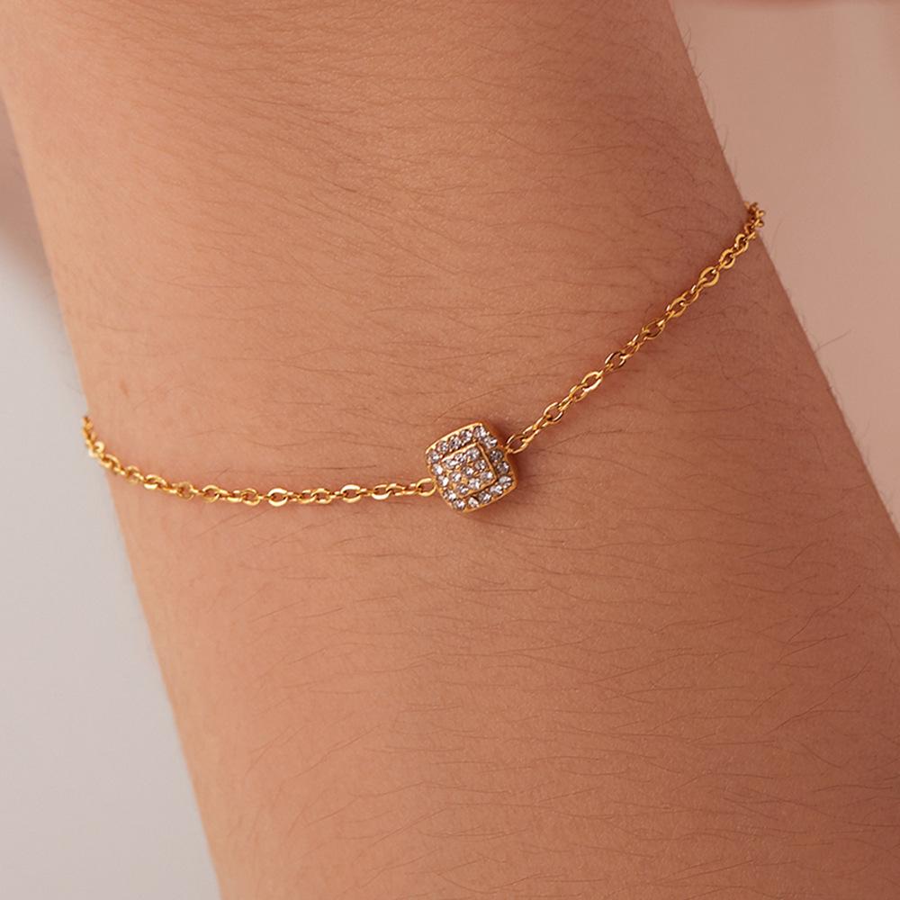 PVD Gold Plated Stainless Steel Green Cubic Zirconia Dainty Snake Butterfly Tennis Link Chain Bracelets Trendy Geometric Style