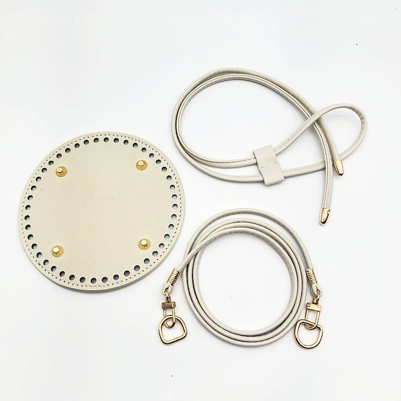 3-Piece DIY Handmade Woven Bucket Bag Set: PU Material Bottom Plate, Drawstring, and Shoulder Strap Accessories