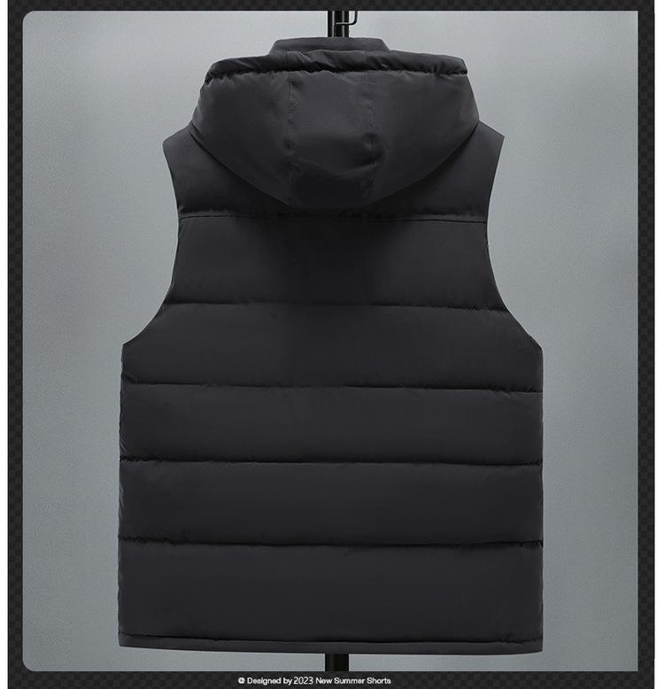 Herren Plus Size Color Block Baumwollweste mit abnehmbarer Kapuze - Herbst/Winter Lässige Weste