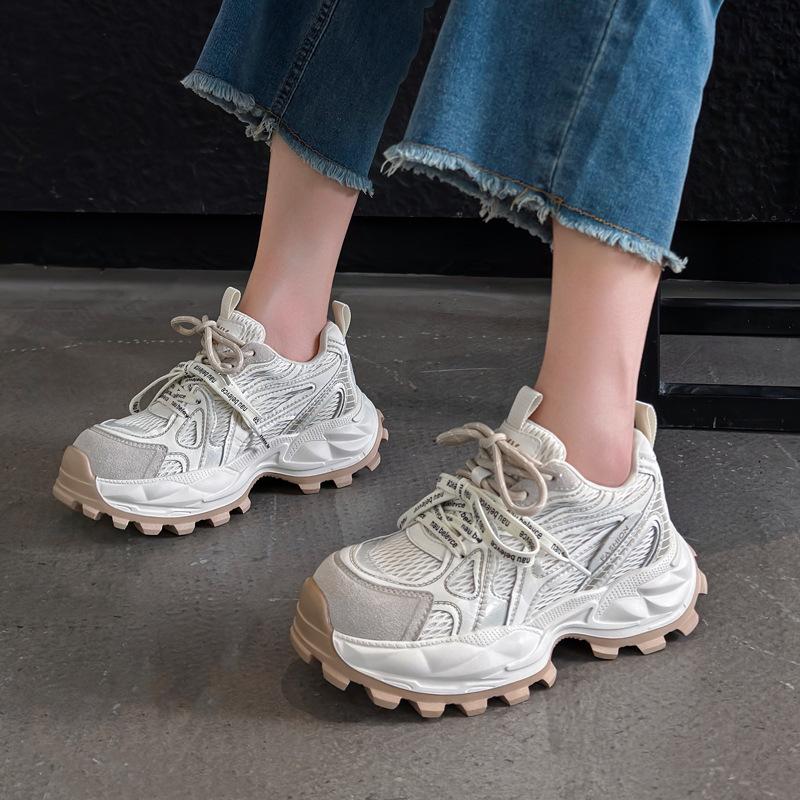 Dad shoes women's 2026 autumn new thick-soled heightening mesh breathable versatile running shoes women's sports shoes