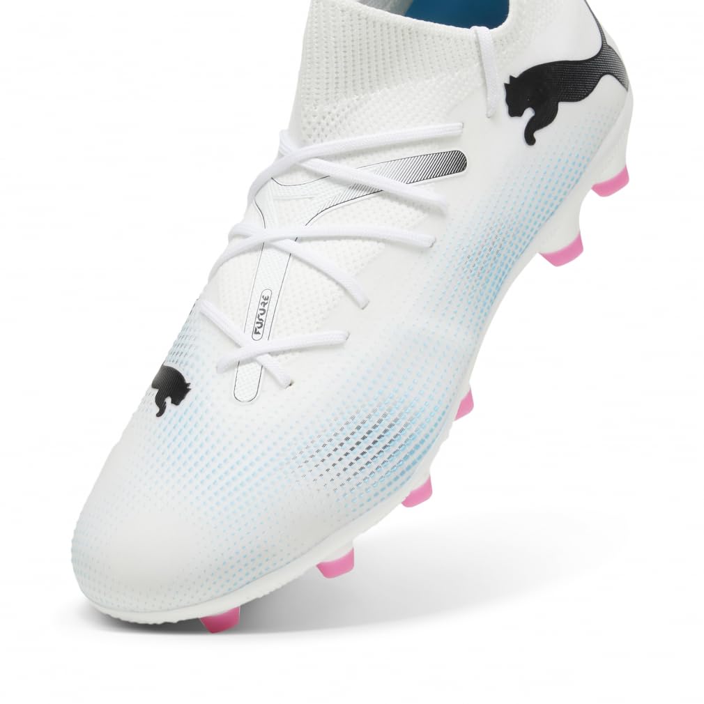 PUMA Future 7 Match Soccer 2024 Pink Size cm Cleats, HG/AG, 107718, Spring/Summer Colors White, Black/Poison (01), 27.0