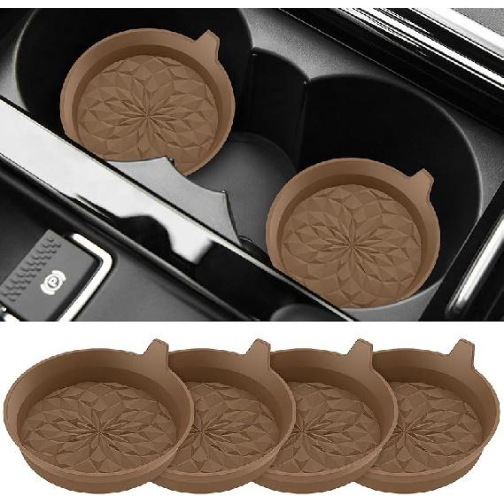 ME.FAN Car Cup Coasters [4 Pack] Silicone Cars Coasters - Universal Non-Slip Recessed Interior Accessories - Cup Holder Erts Dusty Rose