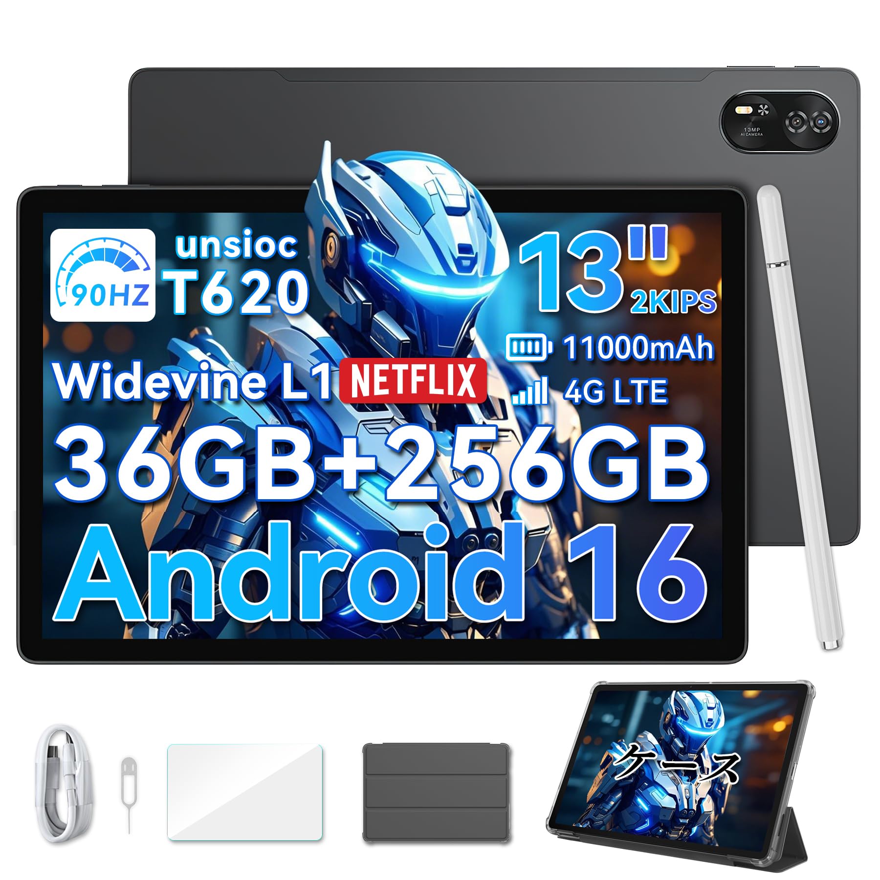 

Android 2K 90Hz Великий Blackview MEGA8 Карта TF 11000mAh Швидка зарядка T620 4G LTE 5G Підтримка Widevine L1 [3 роки гарантії, 16, 13-дюймовий, Екран] Планшет, сірий колір