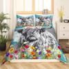 Bull Skull Bedding Set Boho Mandala Duvet Cover for Children Teens Bohemian Feather Print Comforter Cover Animal Skull Pattern