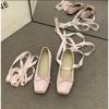 New Women's Flat Footwear Pink Ballet Women Single Shoes Fashion Lace Up Girl Mary Jane Shoes Sweet Flowers Ladies Loafers
