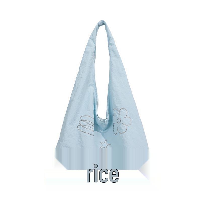 Korean Style Embroidered Floral Fabric Shoulder Bag - Large Capacity for Women