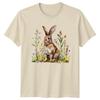 Watercolor Rabbit In Spring Wildflowers T-Shirt Botanical Wildlife Easter