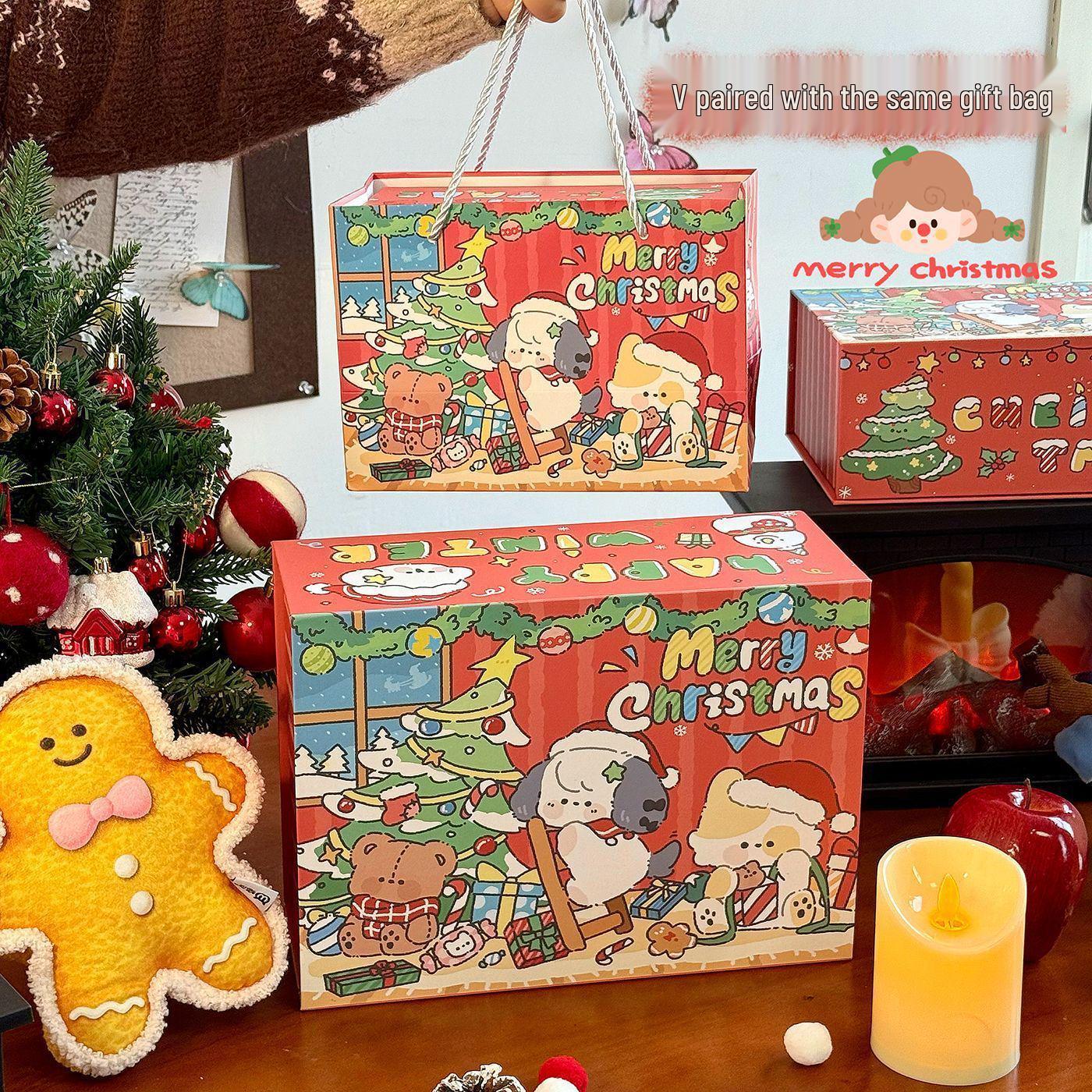 Large Cartoon Puppy Magnetic Christmas Gift Box – Festive Storage for Christmas Eve Small Magnetic Box [22*16*10cm]