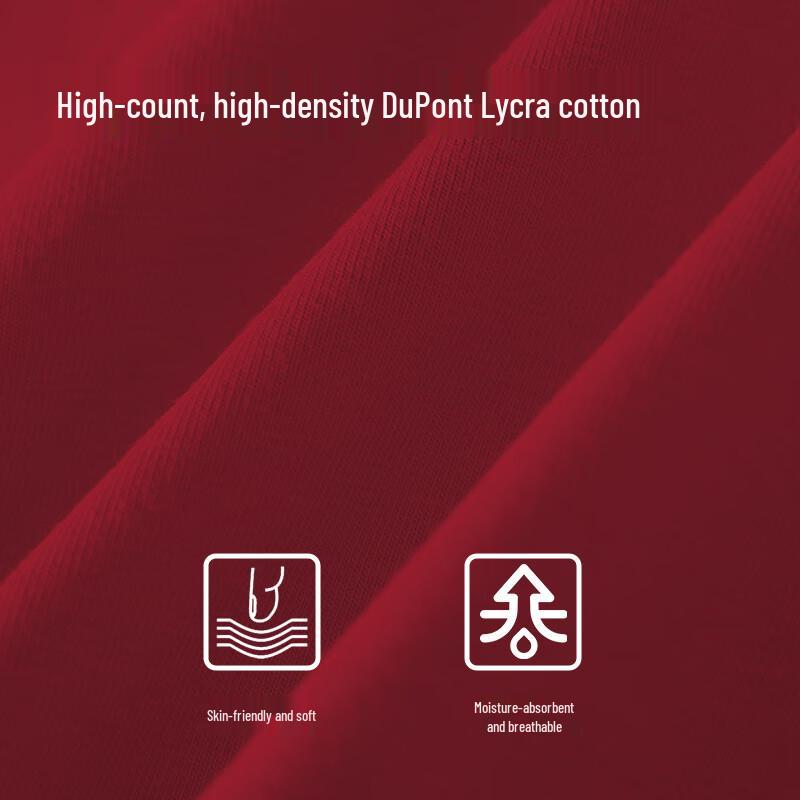 Duoduomian Men's Red Cotton Lycra Boxer Briefs 3-Pack