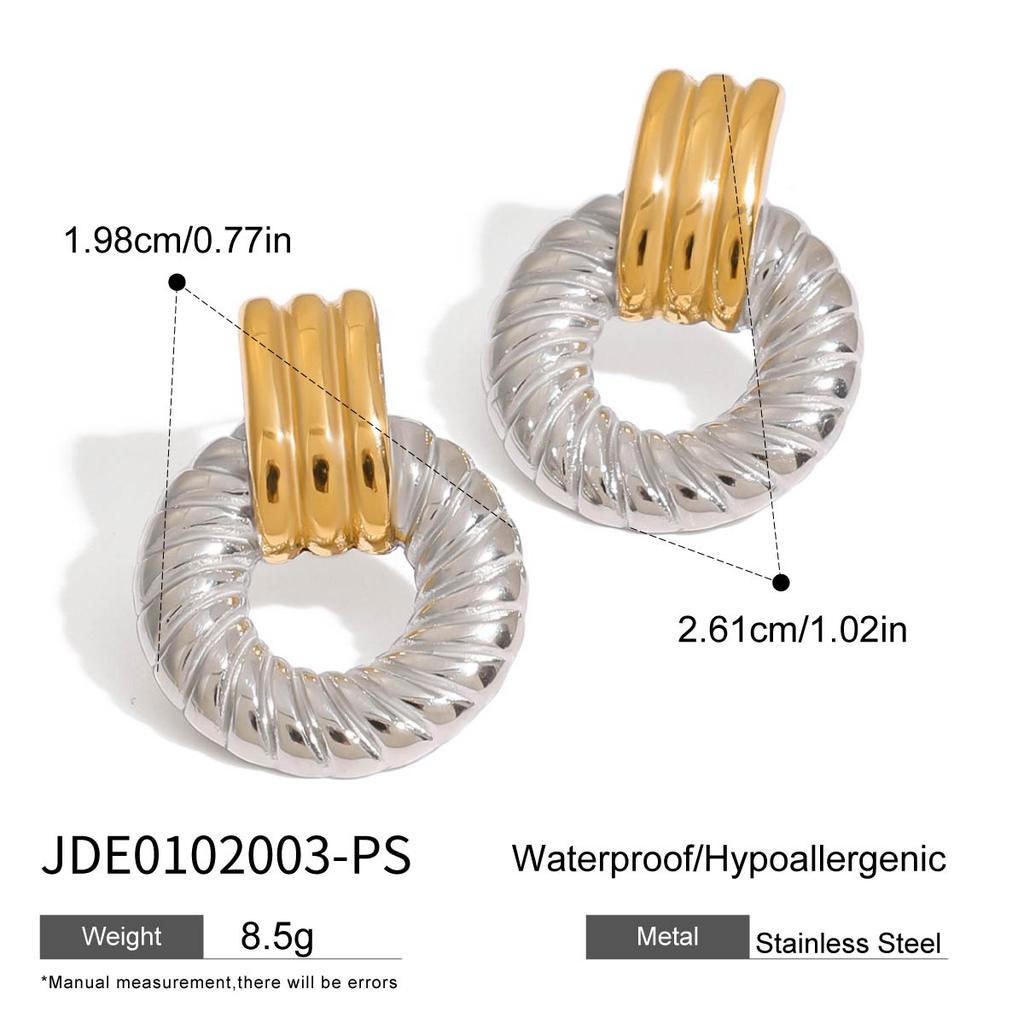J&D Dainty Stainless Steel Women Jewelry Earrings 18K Gold Mixed Color Thread Wrap Simple Stud Earrings