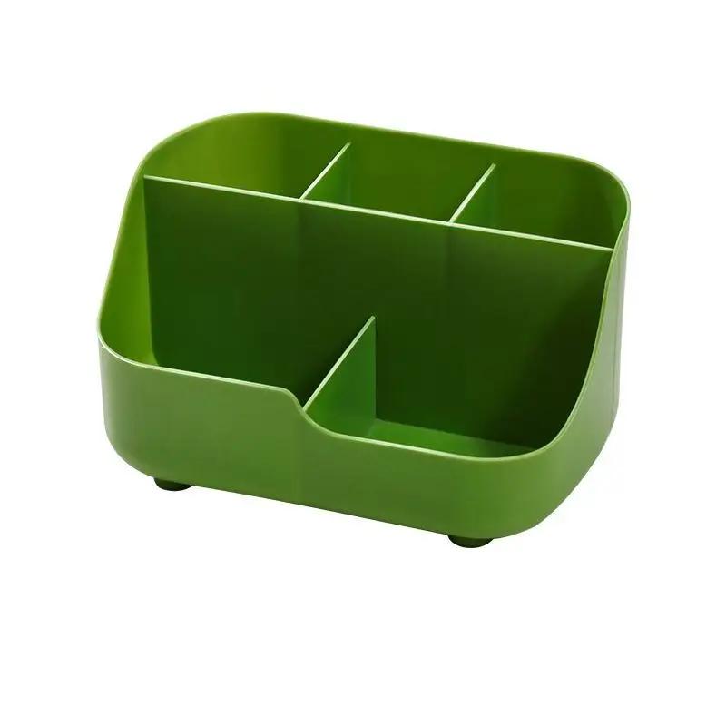 

Большая вместимость и простой однотонный пятисекционный настольный органайзер, многофункциональный ящик для хранения, подходящий для хранения на рабочем столе зелёный