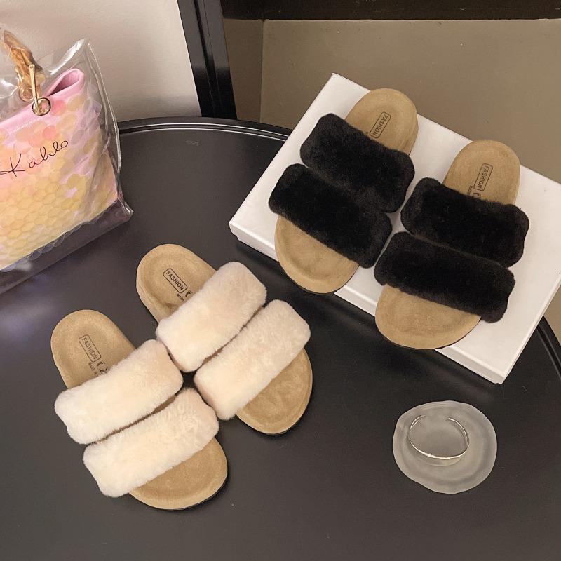 Women's Autumn New Gentle Retro Casual Slippers with Thick Bottom and Heightened One-word Cotton Mop