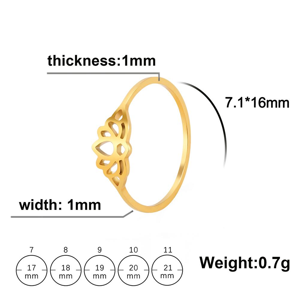 LIKGREAT Elegant Lotus Ring for Women Stainless Steel Amulet Vintage Wedding Finger Rings Jewelry Valentine's Day Gift Wholesale