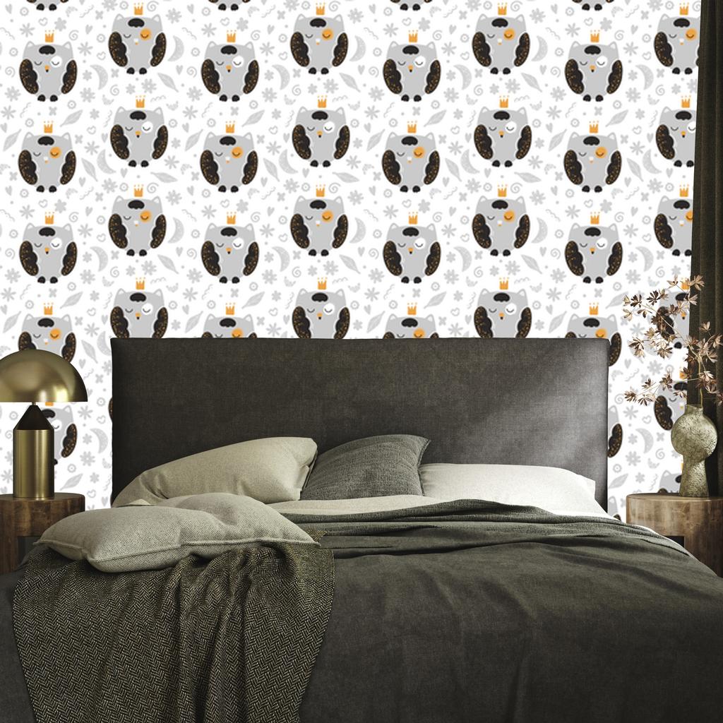 Owls in Crowns Wallpaper for Living Room and Bedroom 50x1000