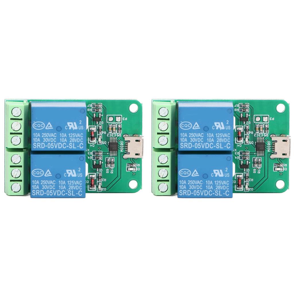 2Pcs Relay Module 2 Channel 5V Plug and Play USB PC Intelligent Control Electric Relay