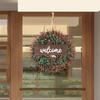 18 Inch Simulated Front Door Wreath, Handmade Realistic And Versatile Welcome Sign