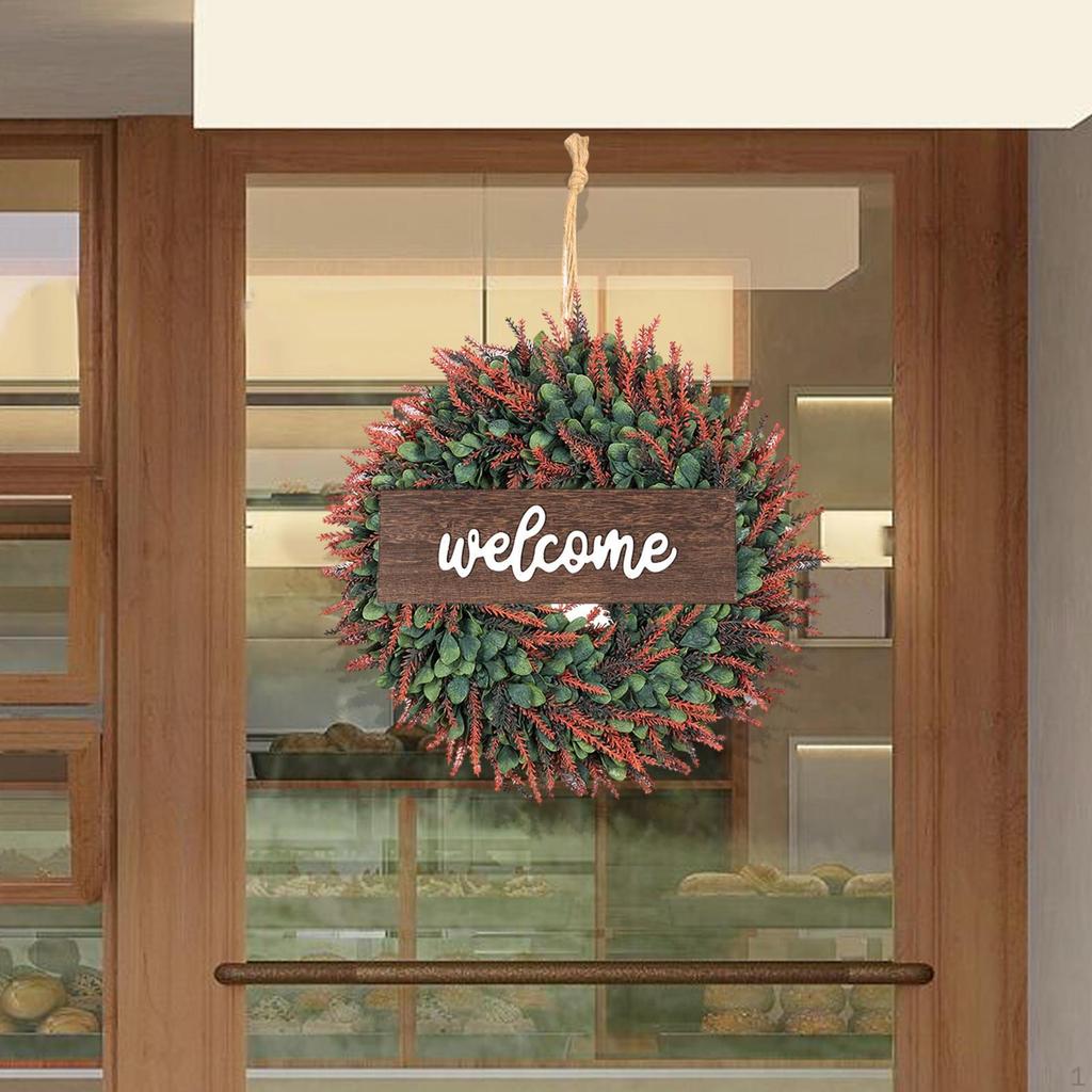 18 Inch Simulated Front Door Wreath, Handmade Realistic And Versatile Welcome Sign