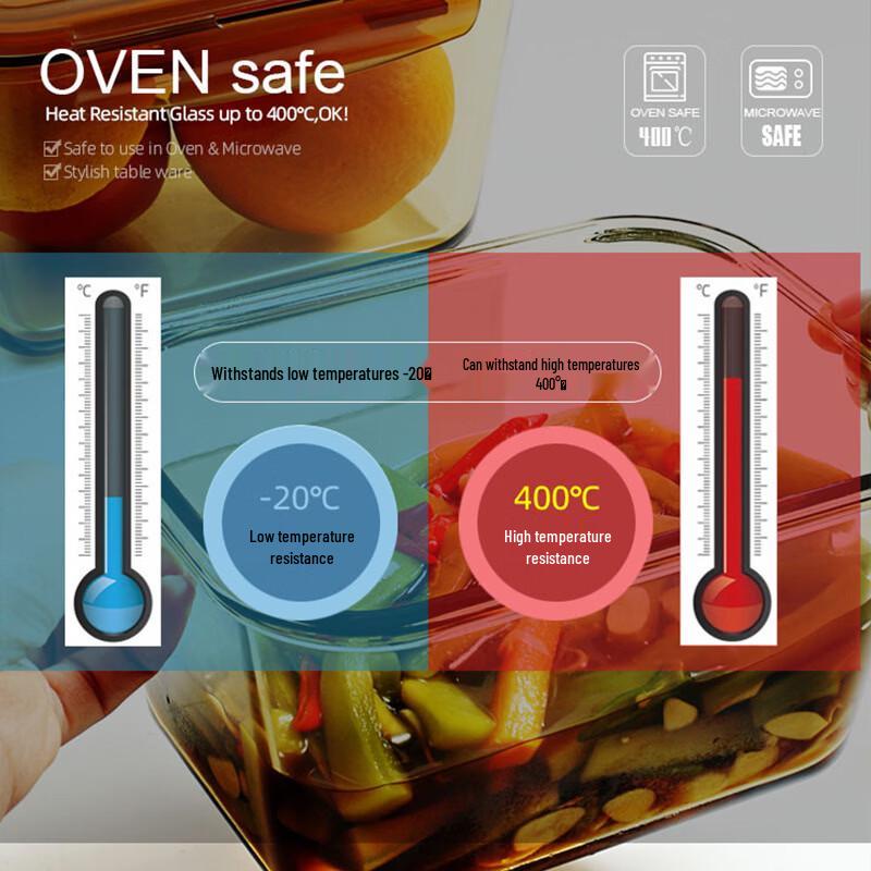 Ruhan Square Glass Food Container, 2600ML