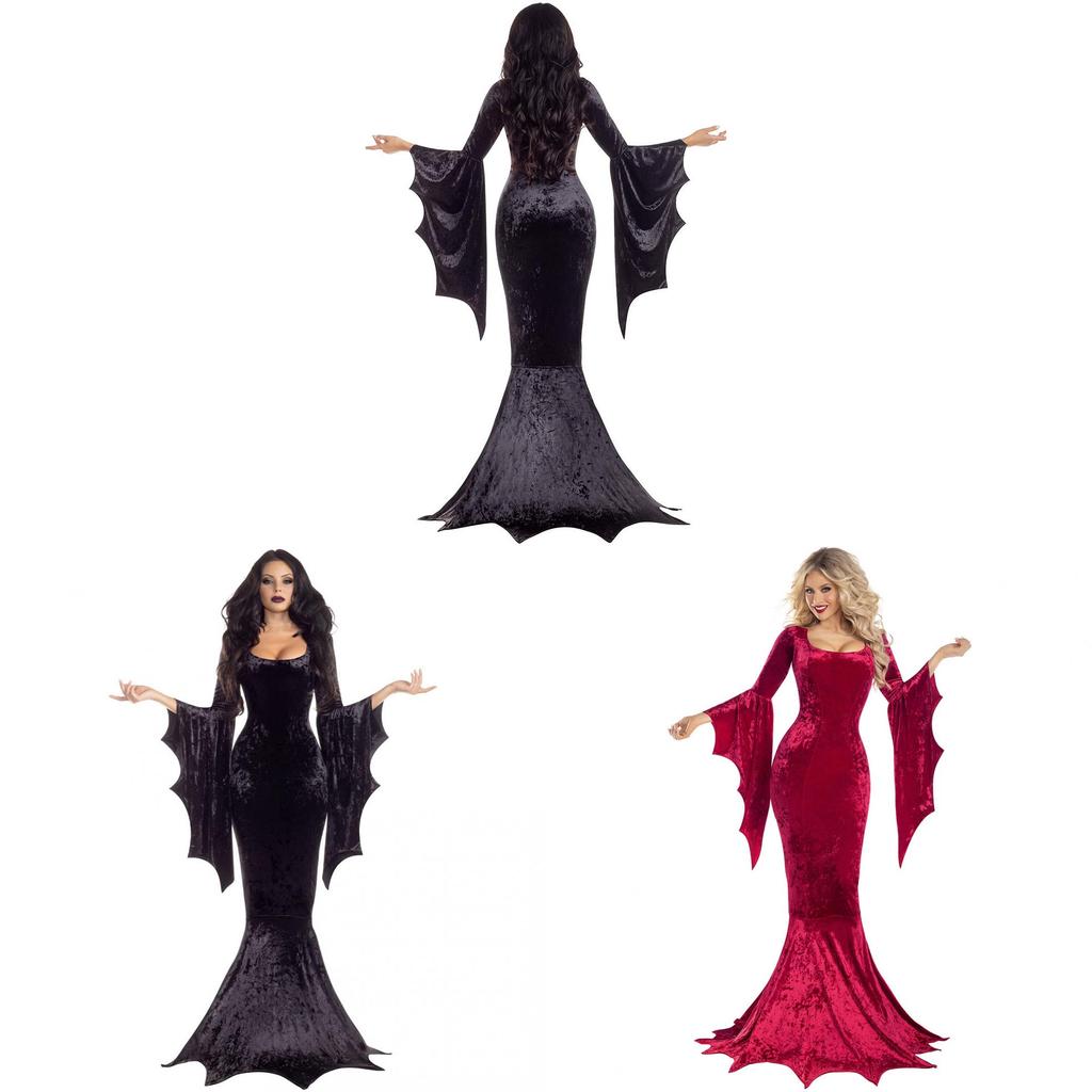 Costume da Strega Gotica in Velluto per Cosplay e Giochi di Ruolo di Halloween