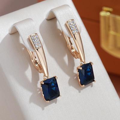 Mode blau Zirkon baumeln Ohrringe Schmuck Frauen Vintage klassische Accessoires