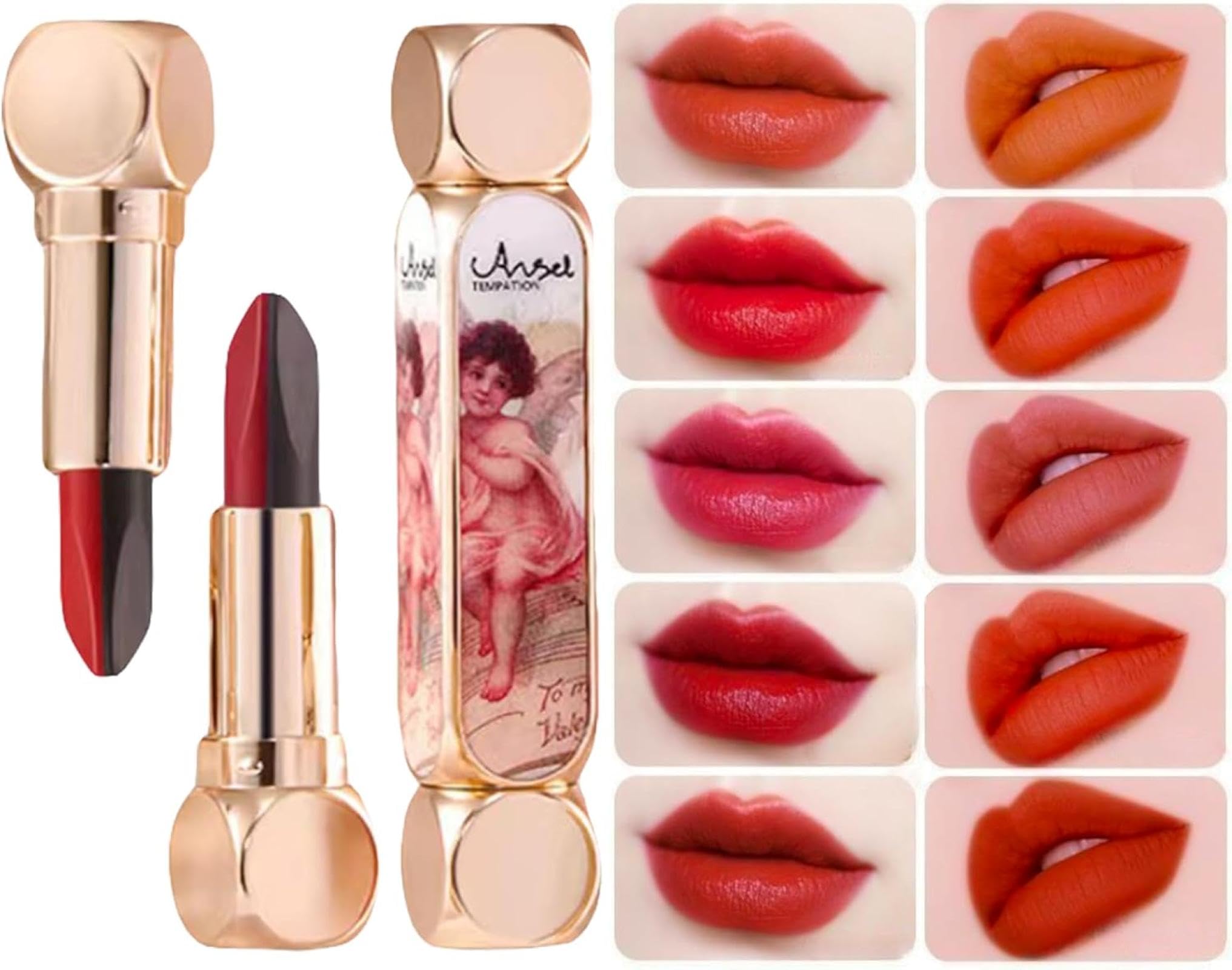 

Magic 10-Color Lipstick: Long-lasting, smudge-proof, moisturizing, and fade-resistant lip balm with a double-tube matte finish and a makeup mirror