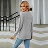 Autumn-winter Women's Blouse, Knitwear, Long-sleeved Shirt with A Round Neck, Tulip Hem