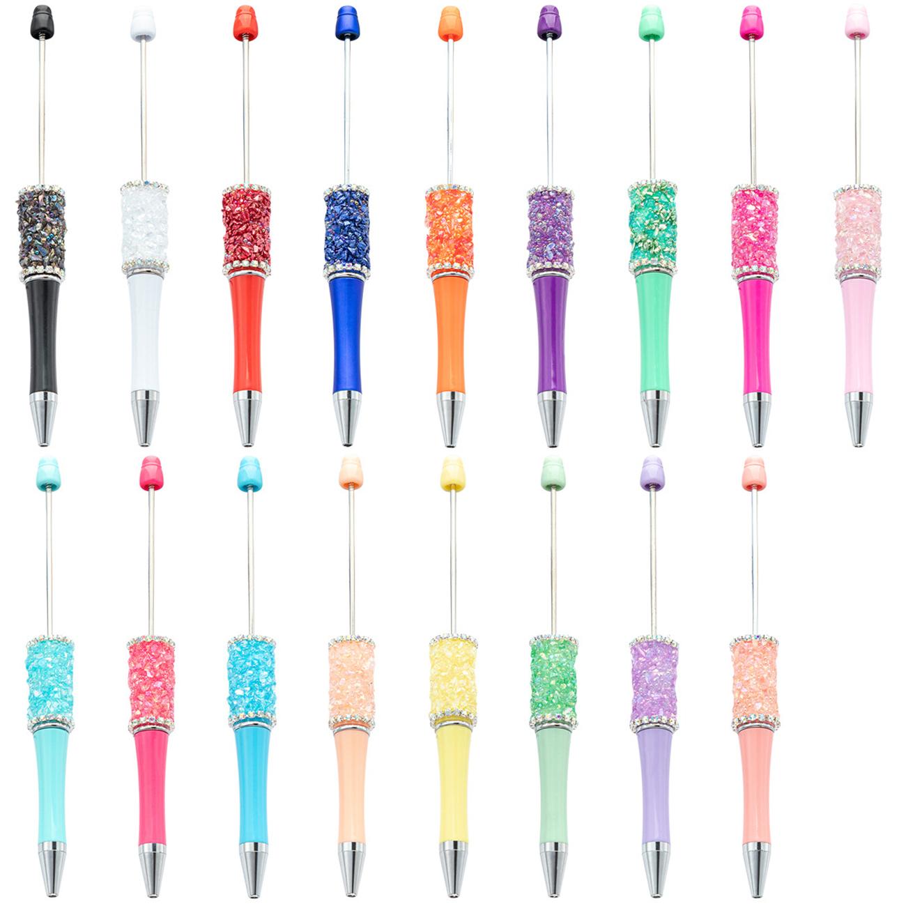 

17Pcs Multi Color Crystal Crushed Beaded Pen DIY Ballpoint Pens Bright Diamond Beaded Gift Pen School Office Supplies