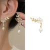 Luxus-Design Voller Zirkon Blattblume Ohrstecker für Damen Hohe Qualität Exquisiter Perlen-Tropfen Hängeohrring Party-Schmuck