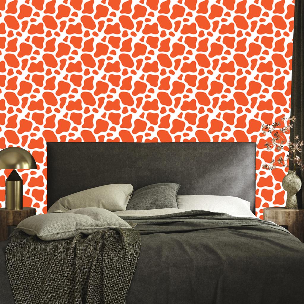 Cow Patches Wallpaper Peach, White and Cream for Living Room and Bedroom 50x1000