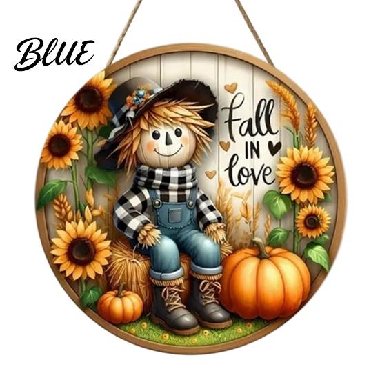 Autumn Harvest Welcome Sign Festival for Front Door, Rustic Wooden Hanging Pumpkin Door Hanger with Hemp Rope, Plaque Fall Porch Farmhouse Decor Party