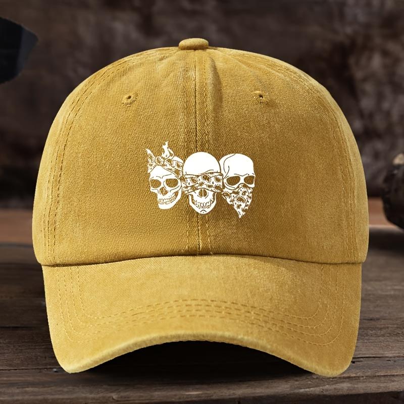Skull Print Baseball Cap Multifunctional Outdoor Leisure Fishing Cap Travel Sun Visor Duckbill Cap