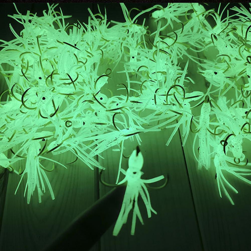 6PCS/Box Luminous Squid Quad Hook Without Barbs Sea Fishing Simulation Squid Bait Fishing Gear Accessories
