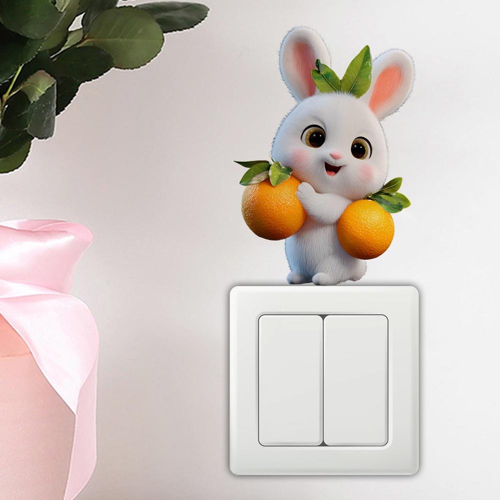 Modern Rabbit-Themed Sticker for Light Switch Covers Compatible with Standard US/EU Switch Sizes and Flat Surfaces